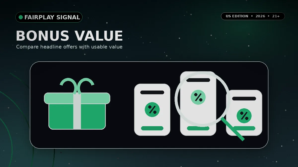 Comparing US casino bonuses — a no deposit bonus, deposit match and free spins value guide for 2026
