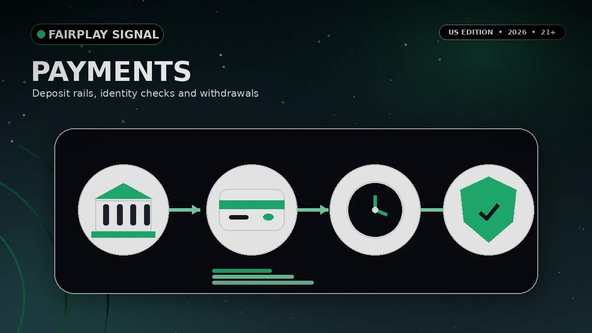 US online casino cashier screen illustrating no deposit bonus payout speed